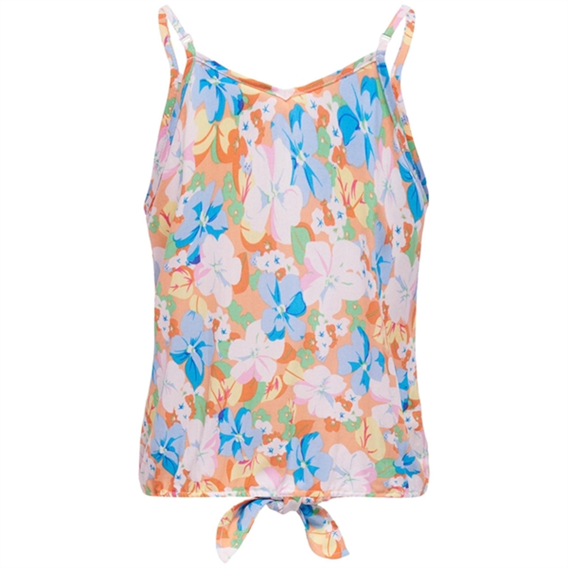 Kids ONLY Orange Chiffon Nova Life Knot Top AOP