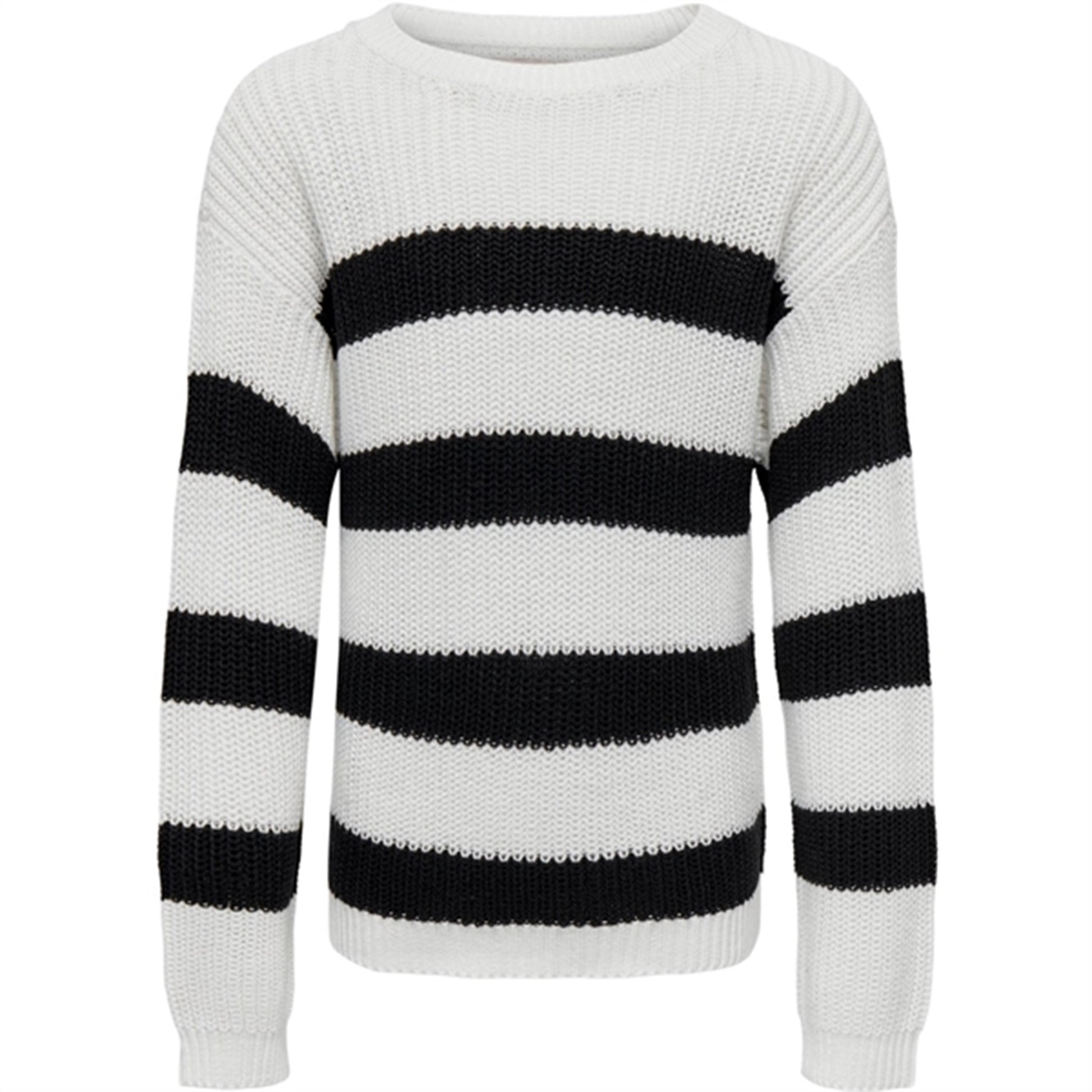 kids only Cloud Dancer Black Sif Striped Knit Blouse