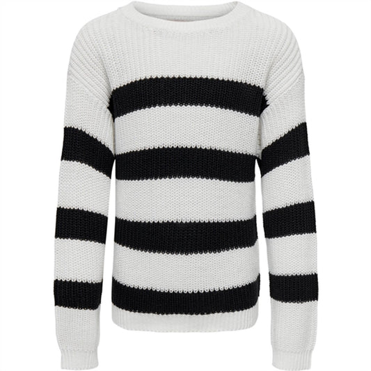 kids only Cloud Dancer Black Sif Striped Knit Blouse