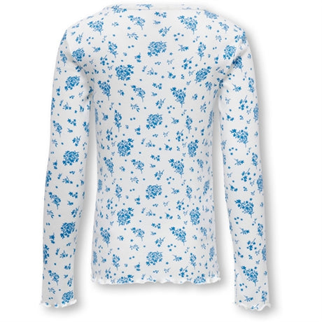 Kids ONLY Cloud Dancer Floral Evig Rib Blouse