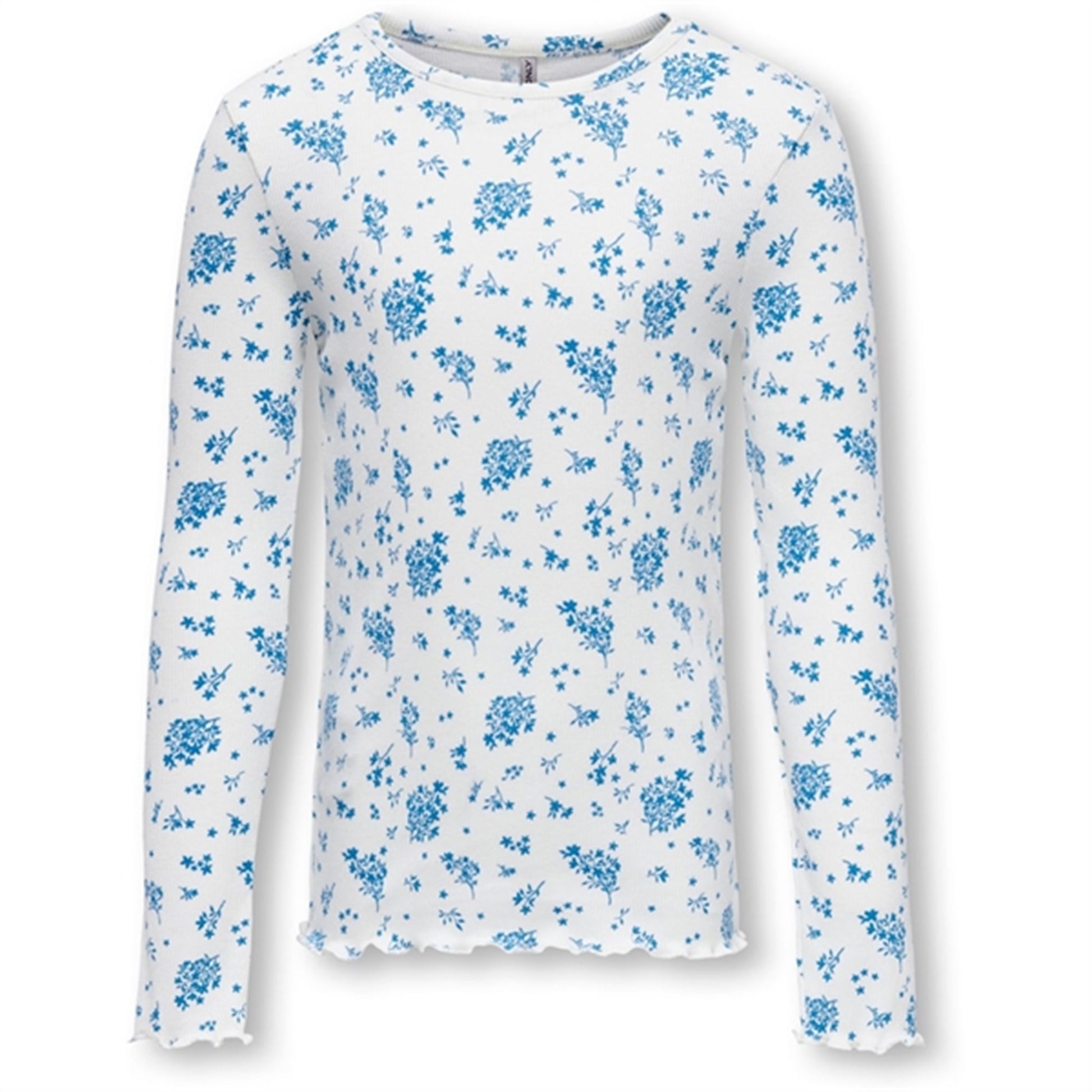 Kids ONLY Cloud Dancer Floral Evig Rib Blouse