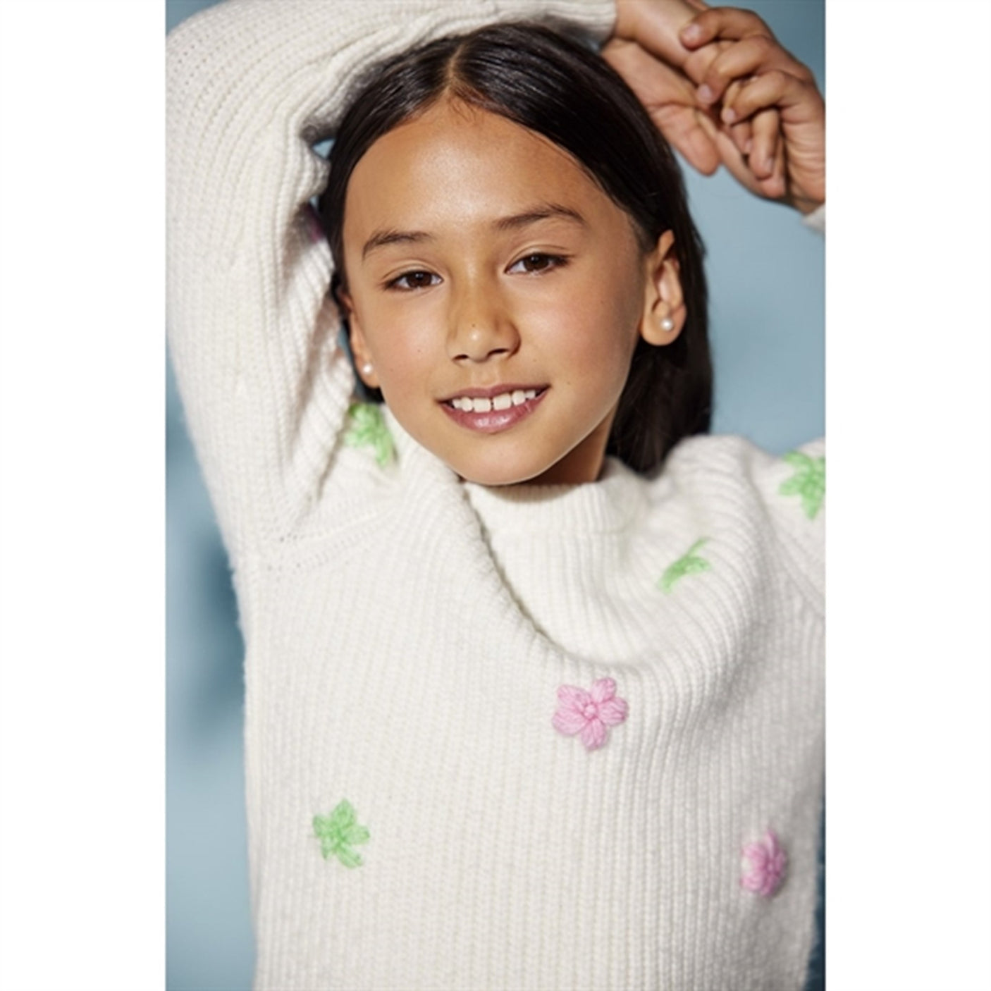Kids ONLY Cloud Dancer Vira Life Flower Knit Blouse