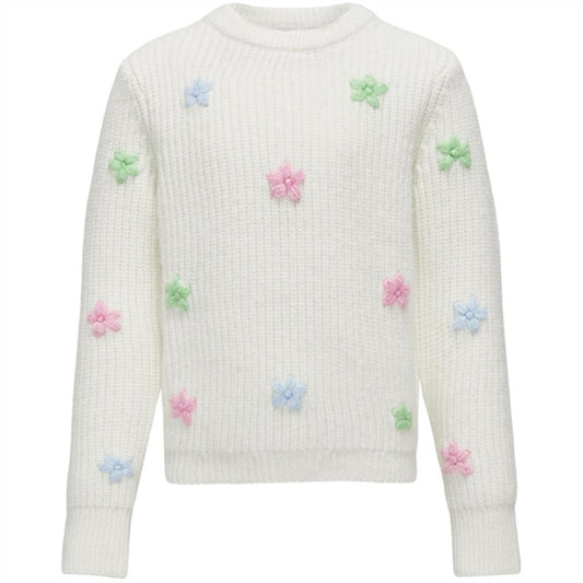 Kids ONLY Cloud Dancer Vira Life Flower Knit Blouse