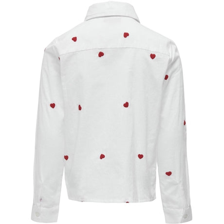 Kids ONLY Bright White Flame Scarlet Hearts Lina Grace Shirt
