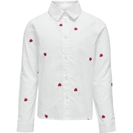 Kids ONLY Bright White Flame Scarlet Hearts Lina Grace Shirt