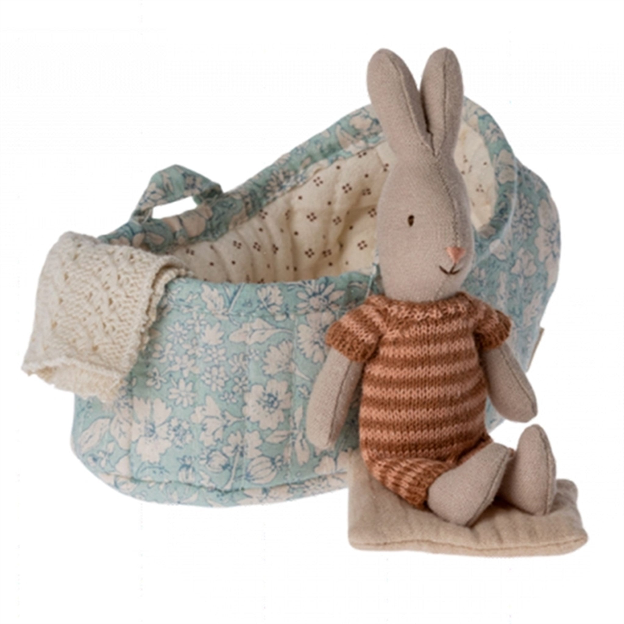 Maileg Rabbit In Carry Cot, Micro - Brown
