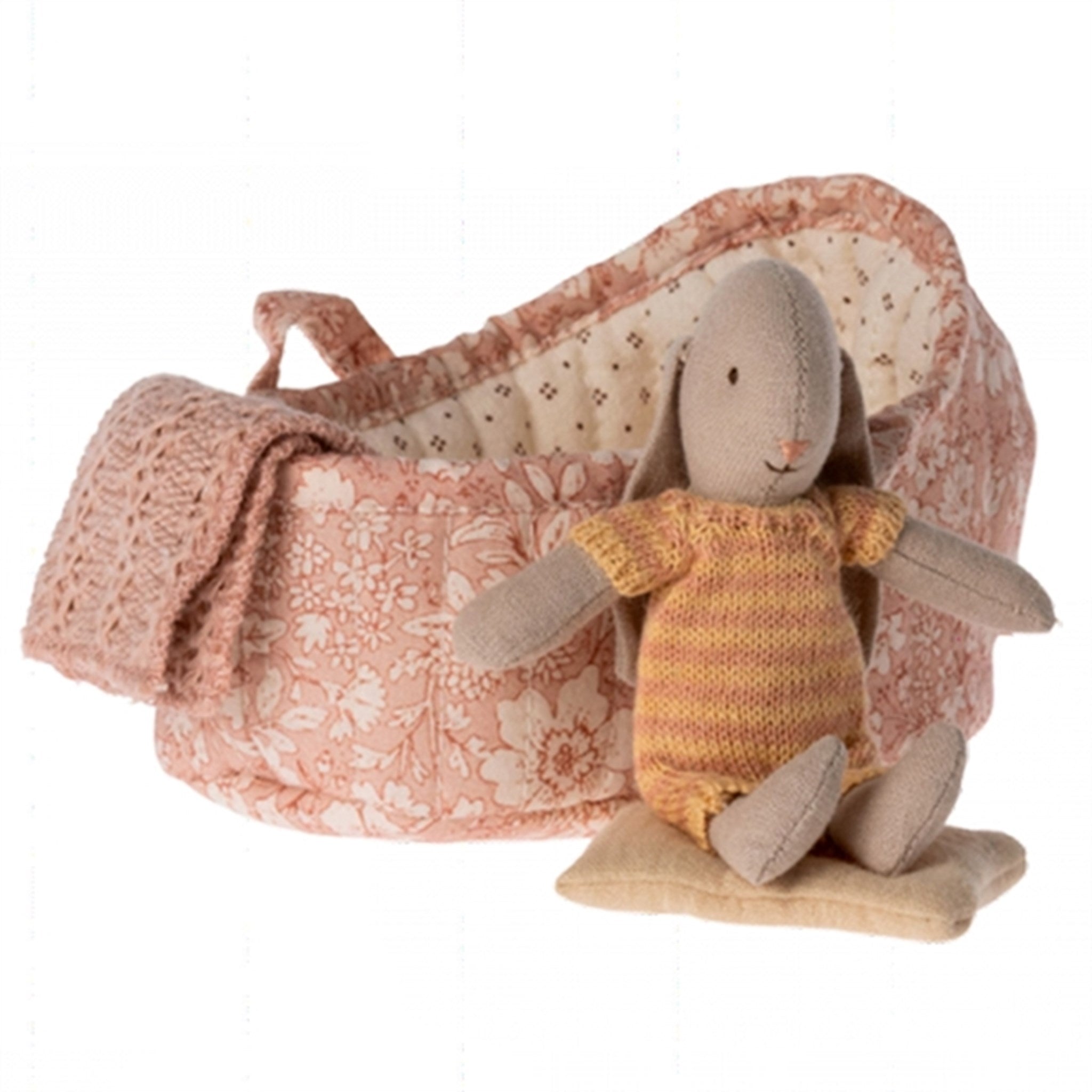 Maileg Bunny In Carry Cot, Micro - Yellow