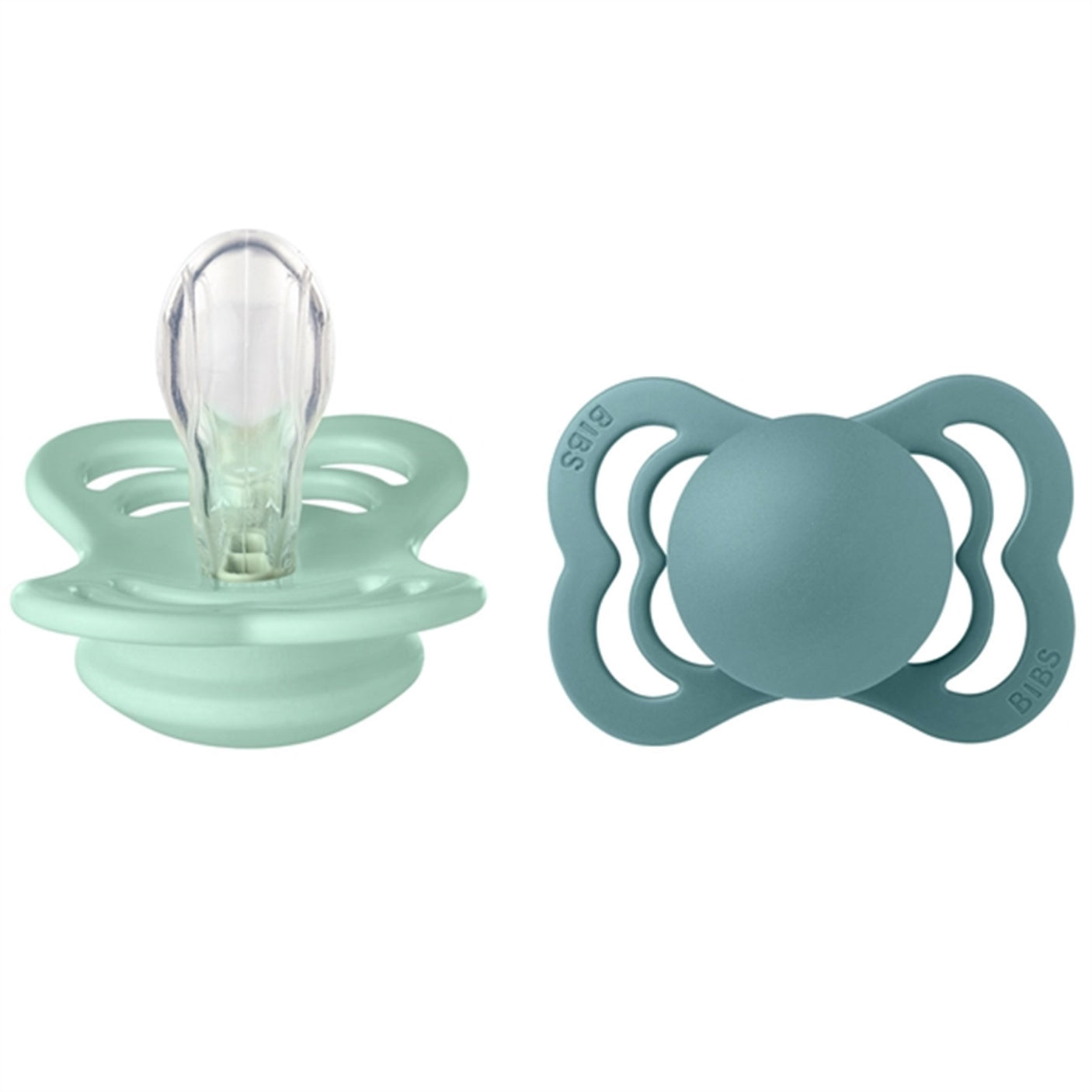 Bibs Supreme Silicone Pacifier 2-pack Symmetrical Mint/Island Sea