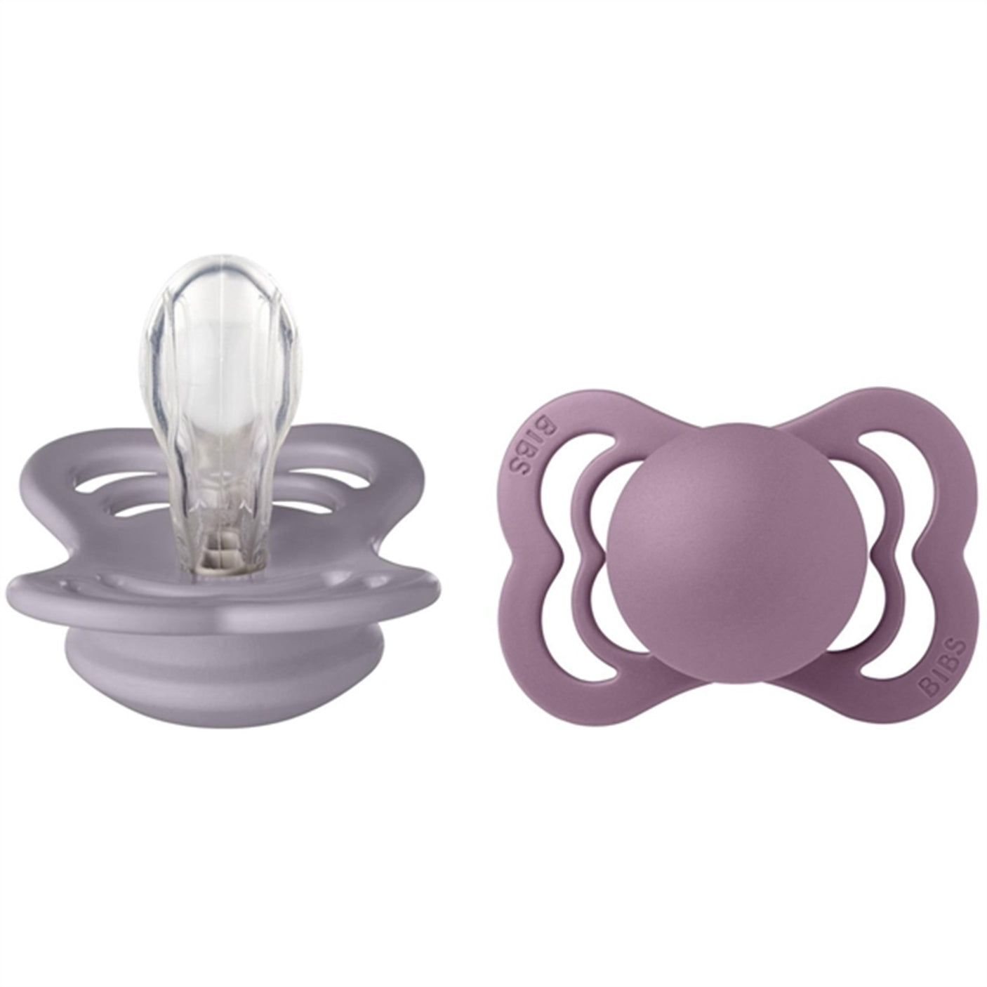 Bibs Supreme Silicone Pacifier 2-pack Fossil Grey/Mauve