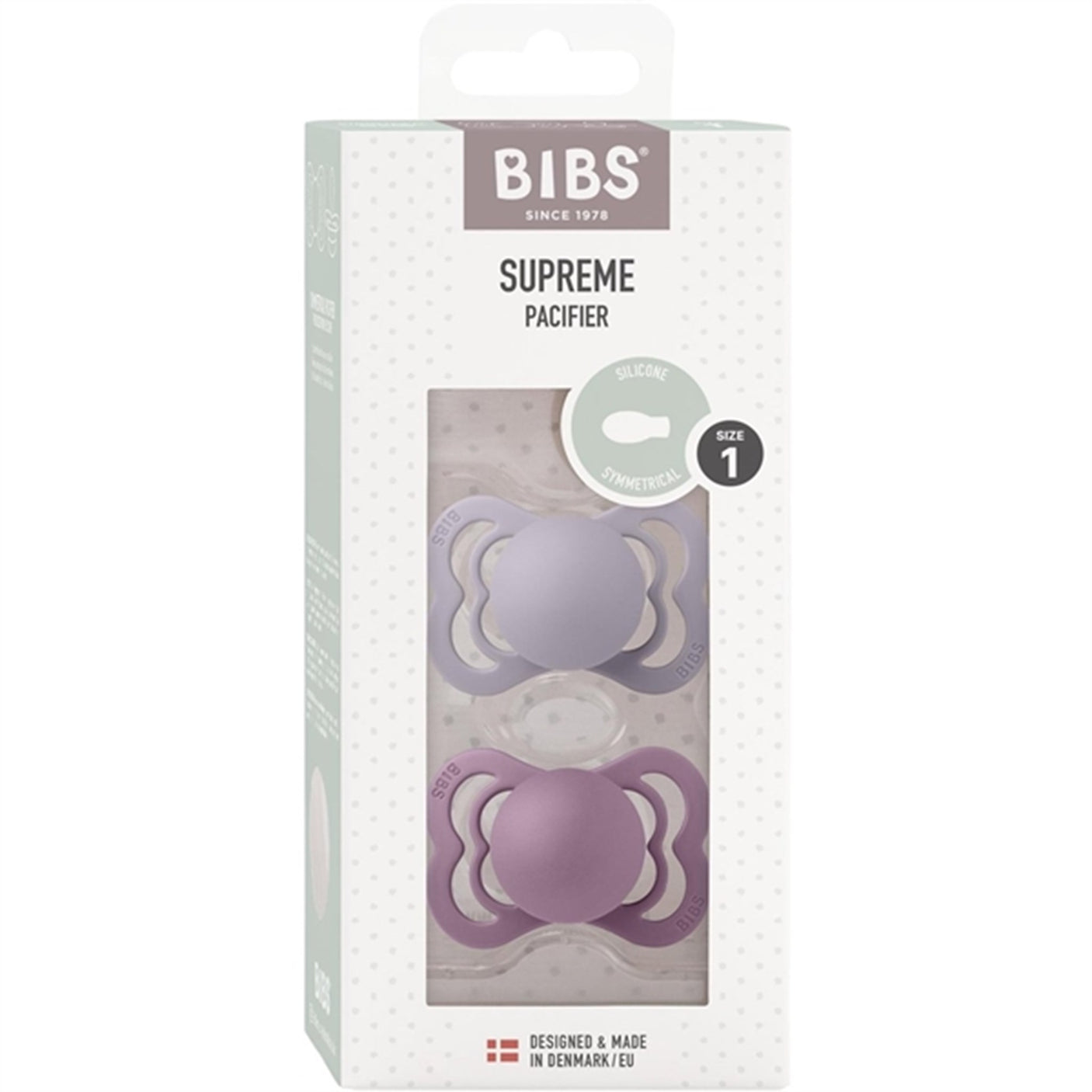 Bibs Supreme Silicone Pacifier 2-pack Fossil Grey/Mauve 2
