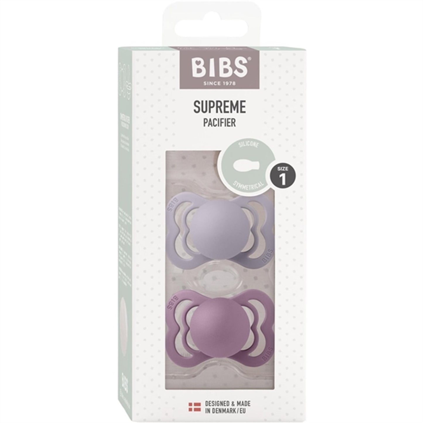 Bibs Supreme Silicone Pacifier 2-pack Fossil Grey/Mauve 2