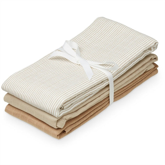 Cam Cam Copenhagen Muslin Cloth 3-pack Classic Stripes Camel
