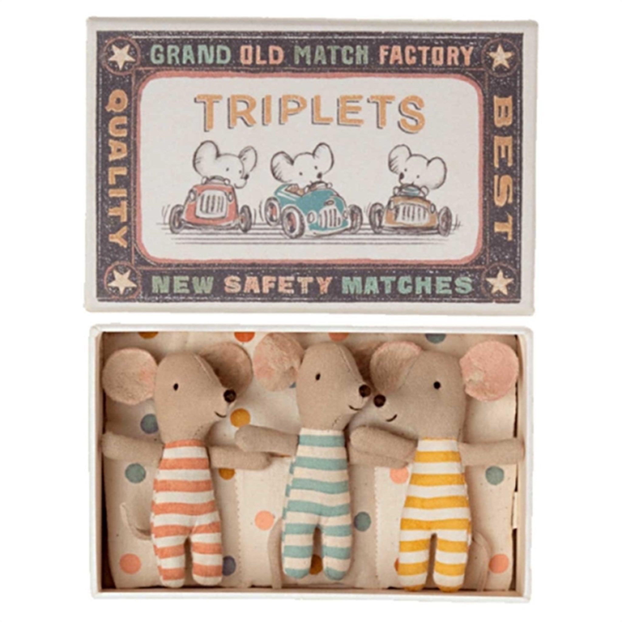 Maileg Triplets Baby Mouse In Matchbox
