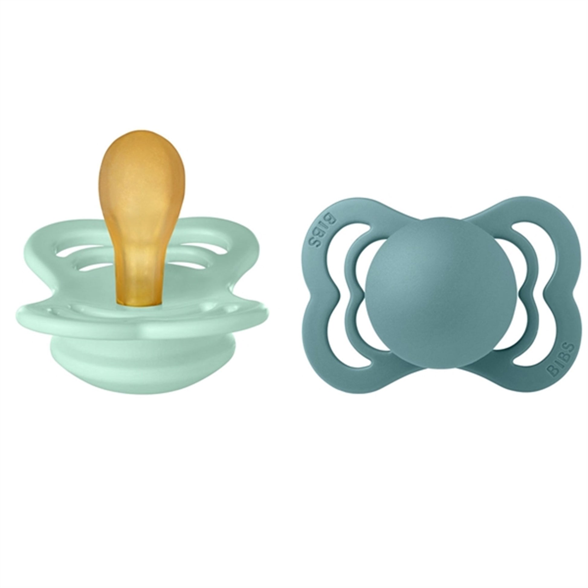 Bibs Supreme Latex Pacifier 2-pack Symmetrical Mint/Island Sea
