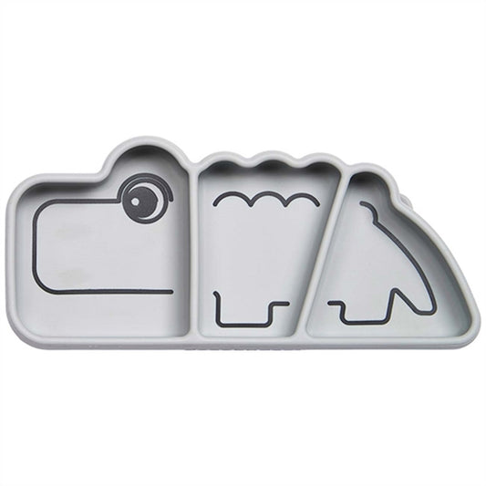 Done by Deer Silicone Stick & Stay Snack Plate Croco Grey