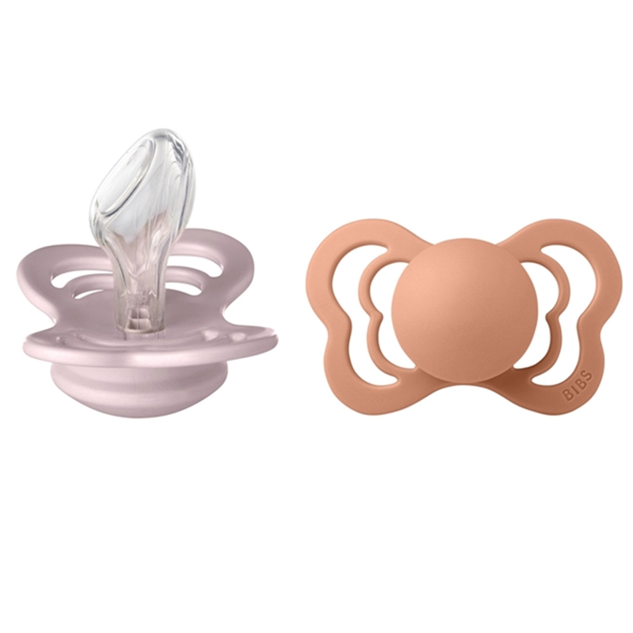 Bibs Couture Silicone Pacifiers 2-pack Anatomical Pink Plum/Peach