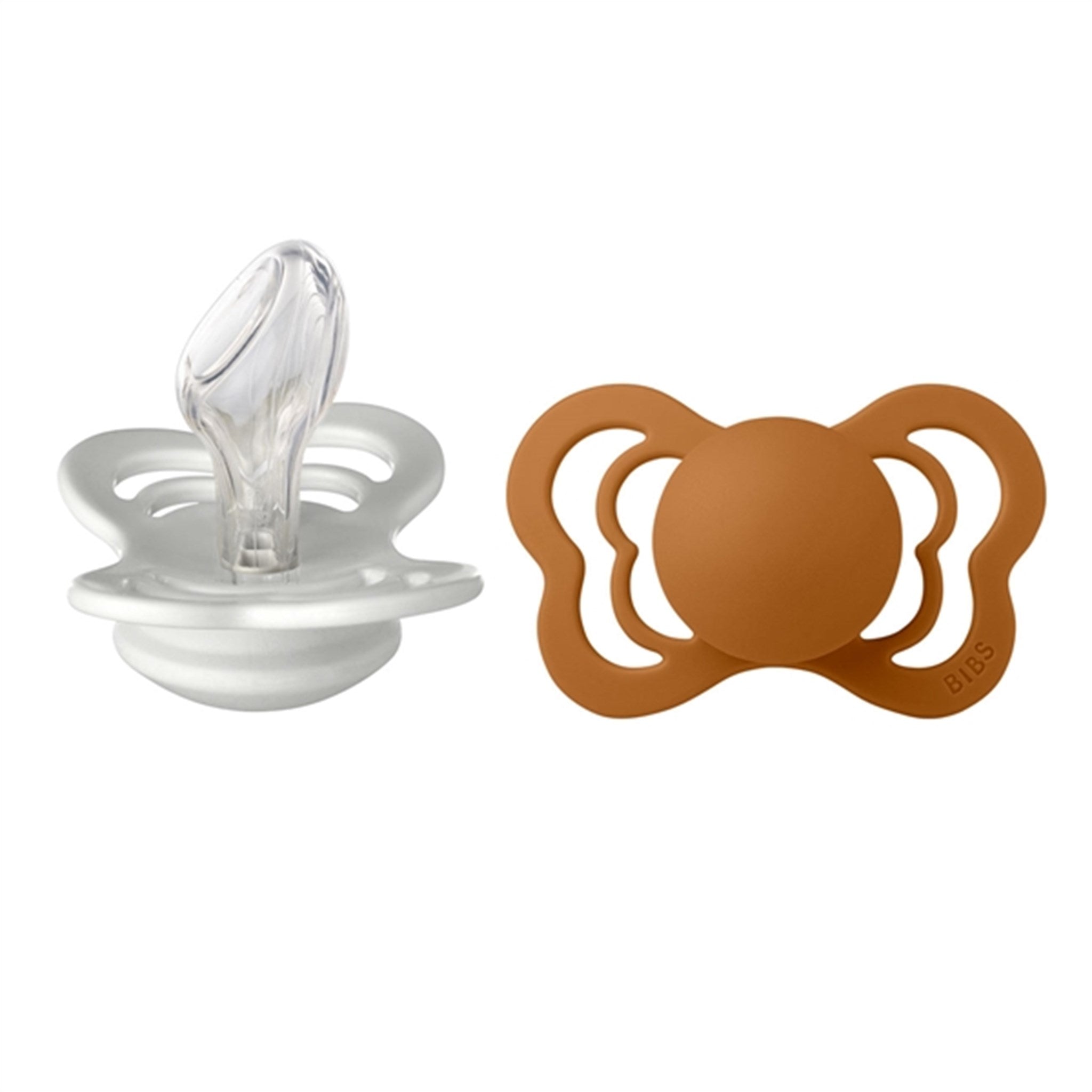 Bibs Couture Silicone Pacifiers 2-pack Anatomical Haze/Caramel 2