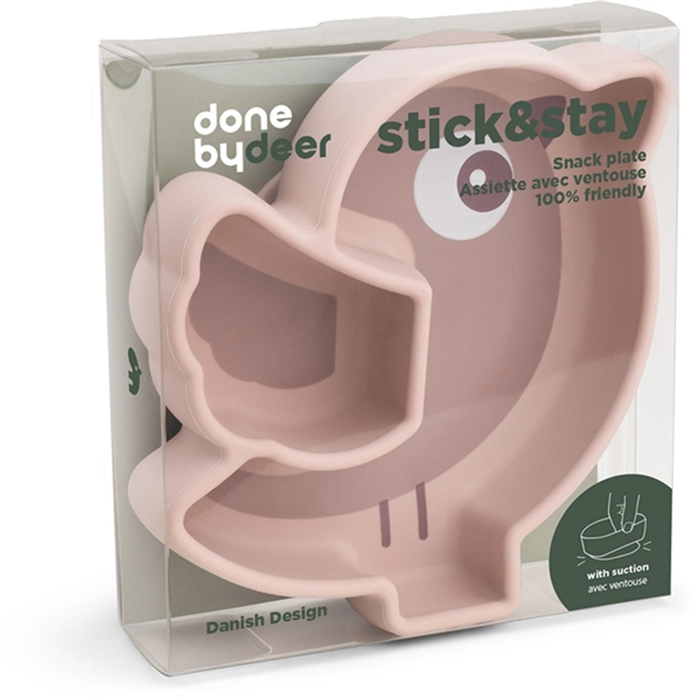 Done by Deer Silicone Stick&Stay Snack Plate Birdee Powder