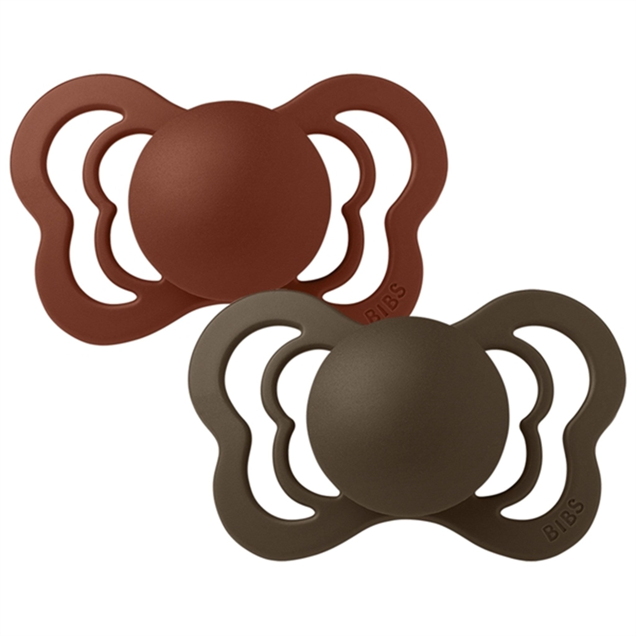 Bibs Couture Latex Pacifiers 2-pack Anatomical Rust/Mocha