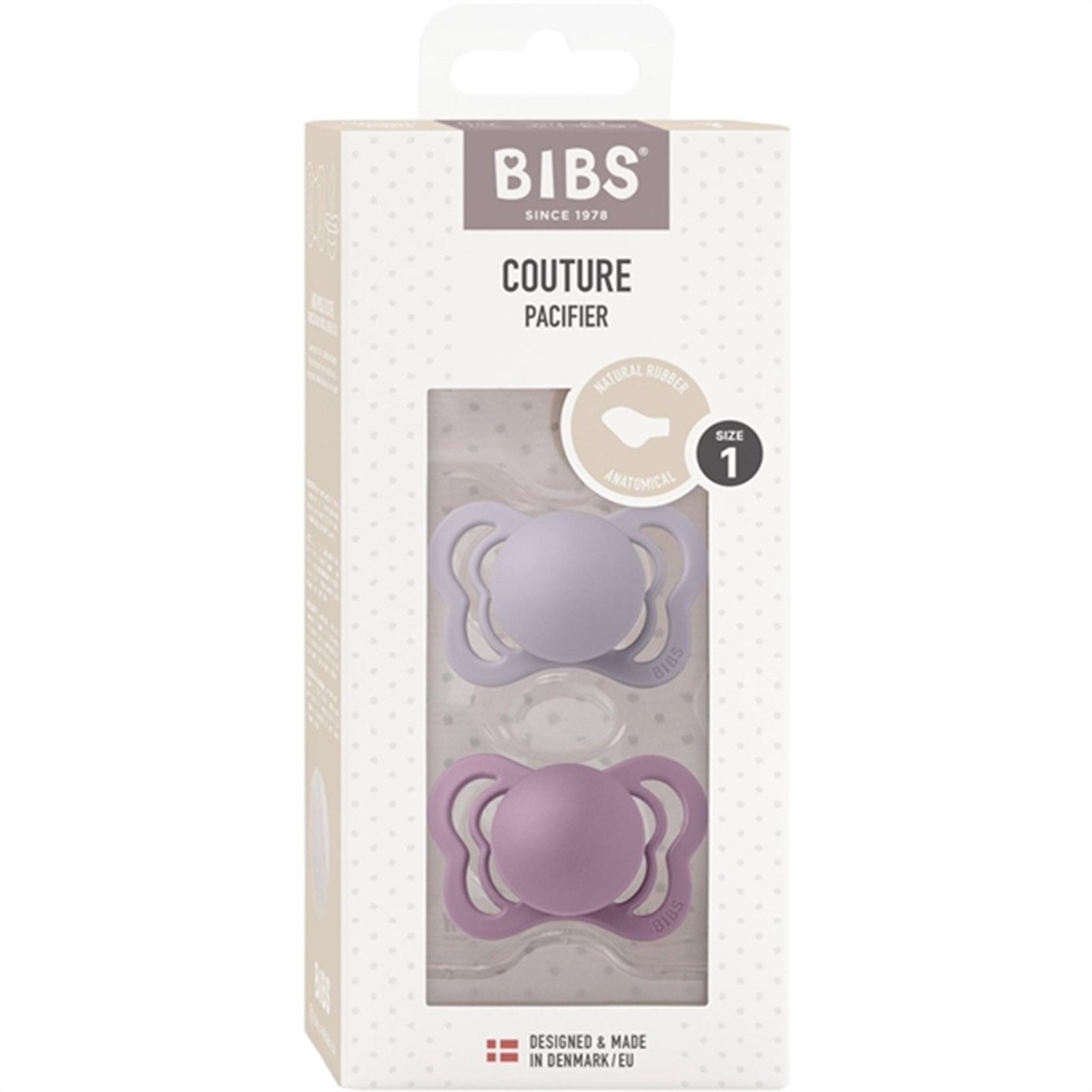 Bibs Couture Latex Pacifier 2-pack Fossil Grey/Mauve 2