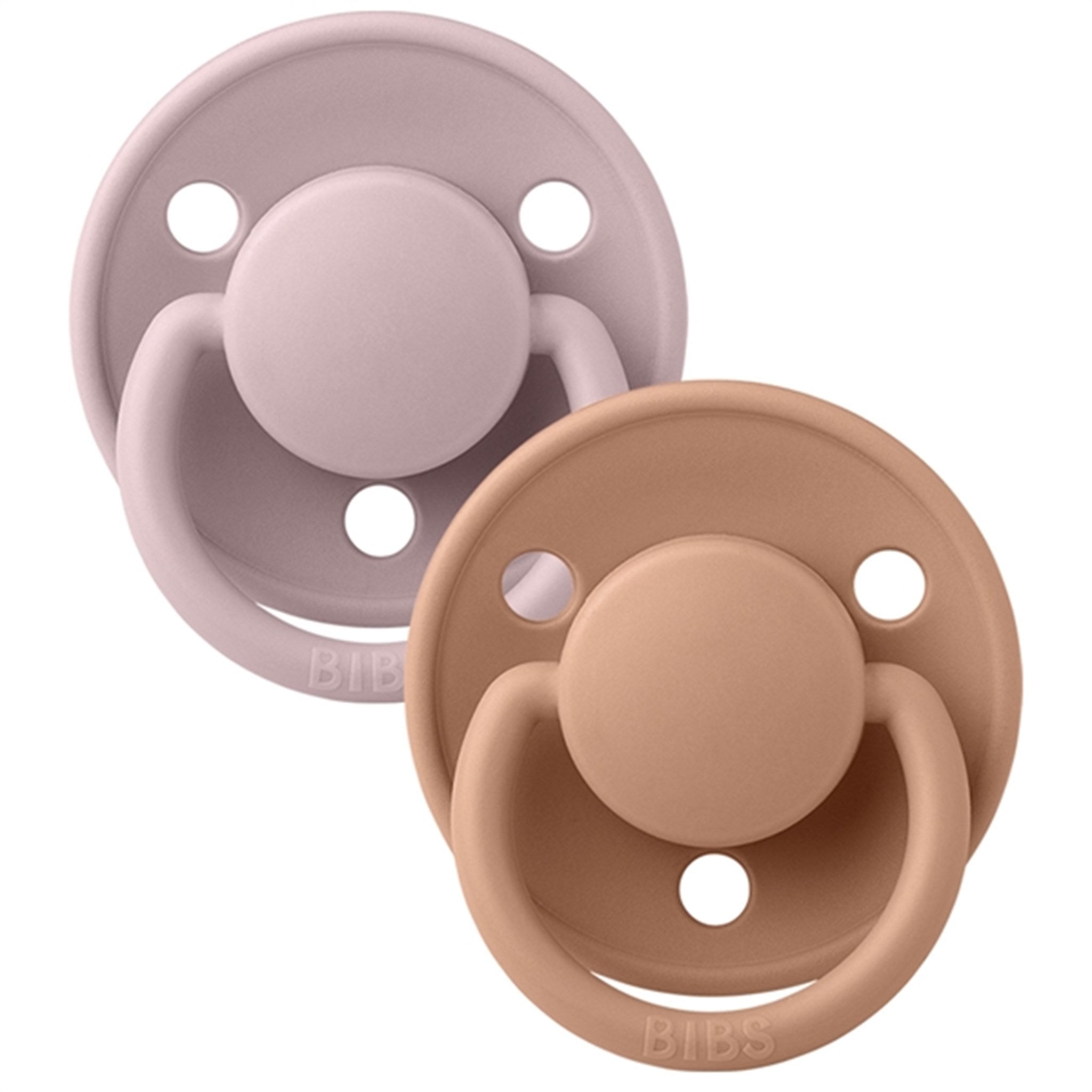 Bibs De Lux Silicone Pacifiers 2-pack Round Pink Plum/Peach