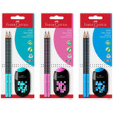 Faber-Castell Grip 2001 Two Tone Pencil, Pencil Sharpener - Turquoise