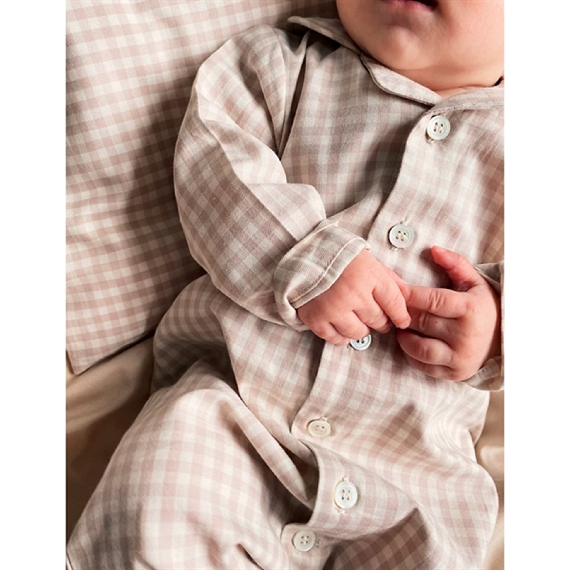 lalaby Beige Gingham Classic PJ Suit