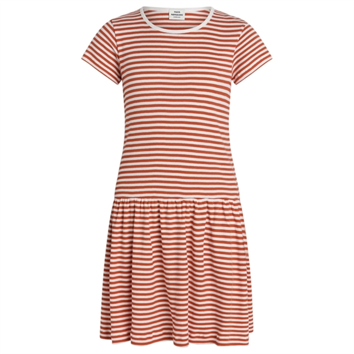 Mads Nørgaard Cotton Stripe Daisina Dress Cherry Tomato/White
