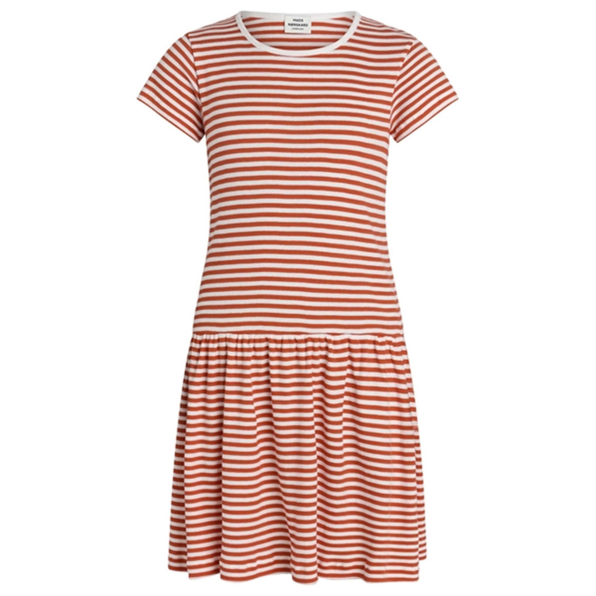 Mads Nørgaard Cotton Stripe Daisina Dress Cherry Tomato/White