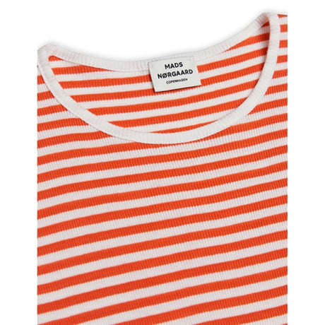 Mads Nørgaard Cotton Stripe Daisina Dress Cherry Tomato/White 2