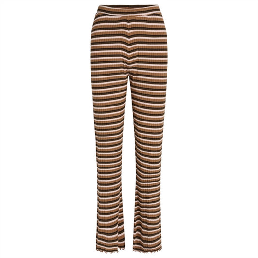 Mads Nørgaard Stripe Lala Leggings Stripe Pecan Brown