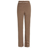 Mads Nørgaard Stripe Lala Leggings Stripe Pecan Brown