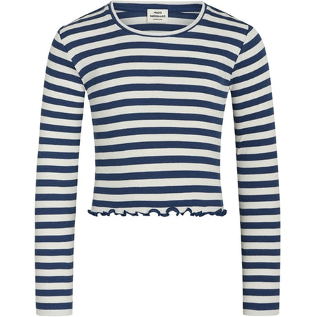 Mads Nørgaard 2x2 Cotton Stripe Tirina Blouse Estate Blue/Cloud Dancer