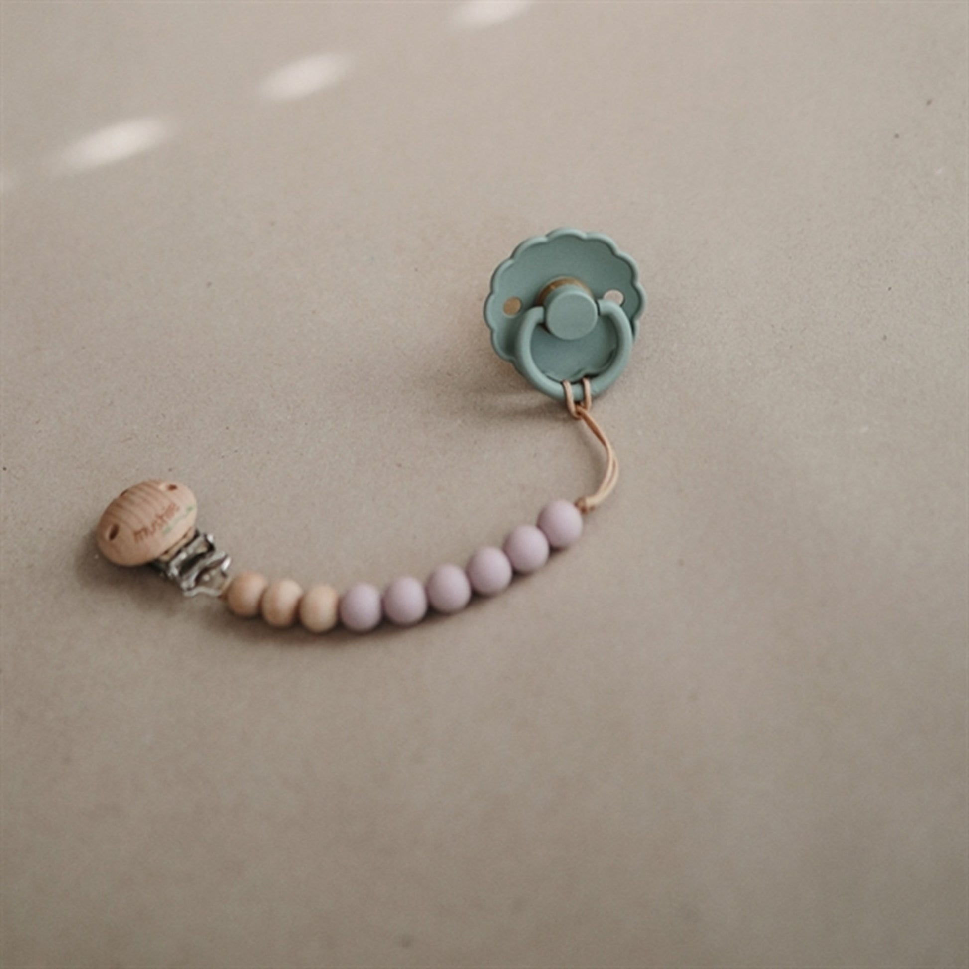 Mushie Pacifier Clips Eva Blush