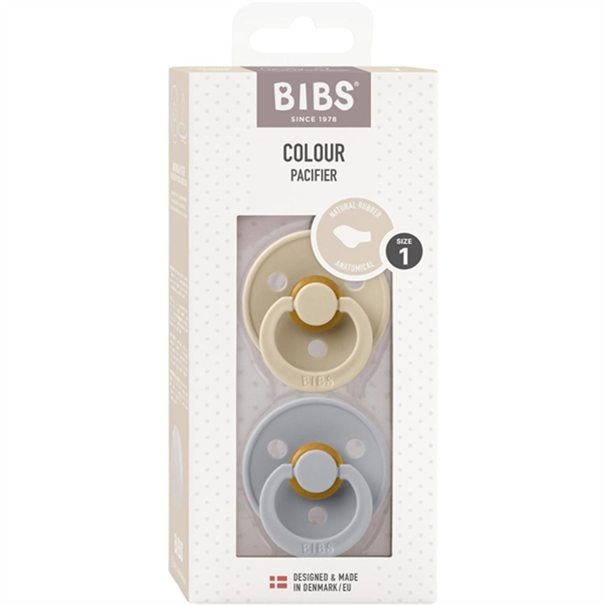 Bibs Colour Latex Anatomical Pacifier 2-pack Vanilla/Cloud