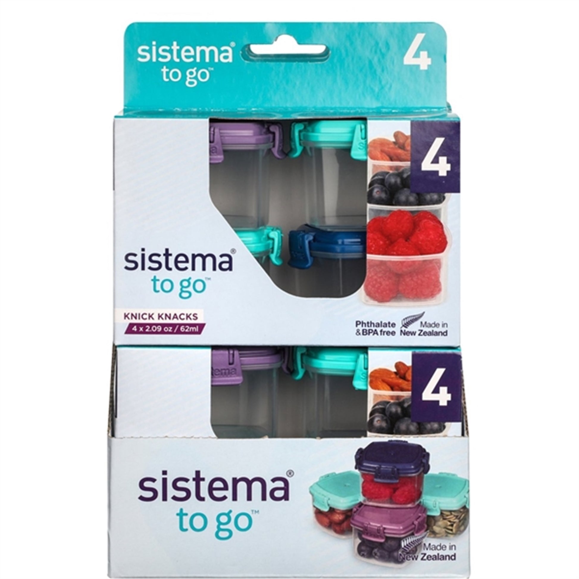 Sistema To Go Mini Knick Knack Food Storage 62 ml Mixed Pack 4-pack
