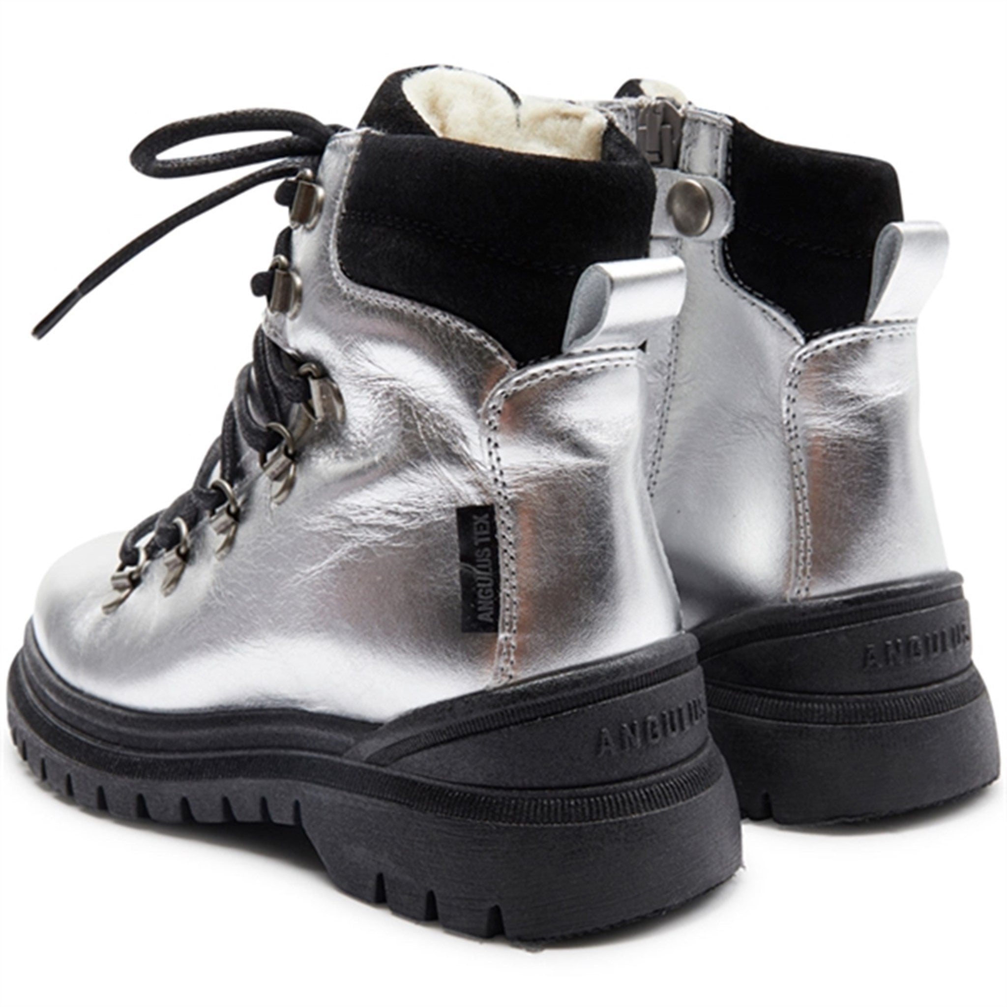 Angulus Tex Lace Boots With Zipper Silver/Black 7