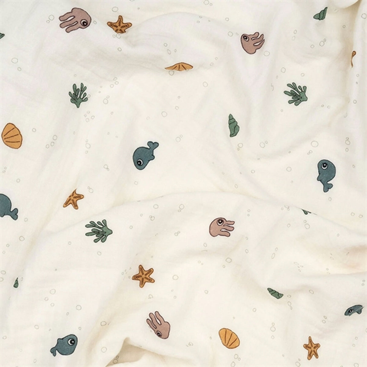 Done by Deer Waffle Blanket GOTS Sea Friends Beige