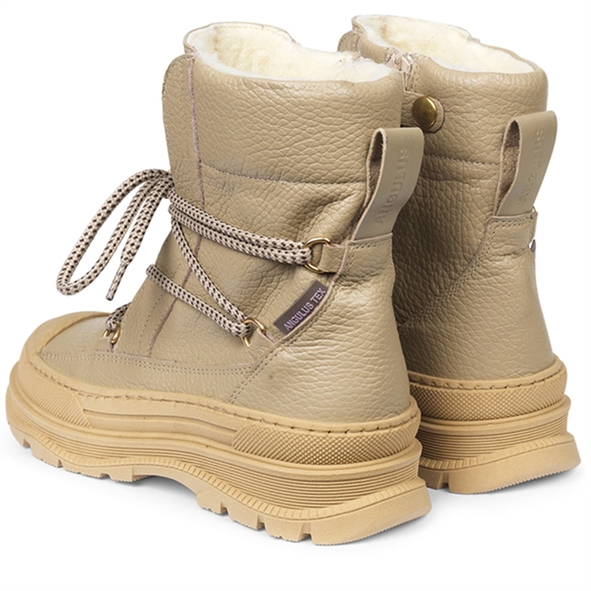 Angulus Tex-Boots With Ties and Zipper Sand 3