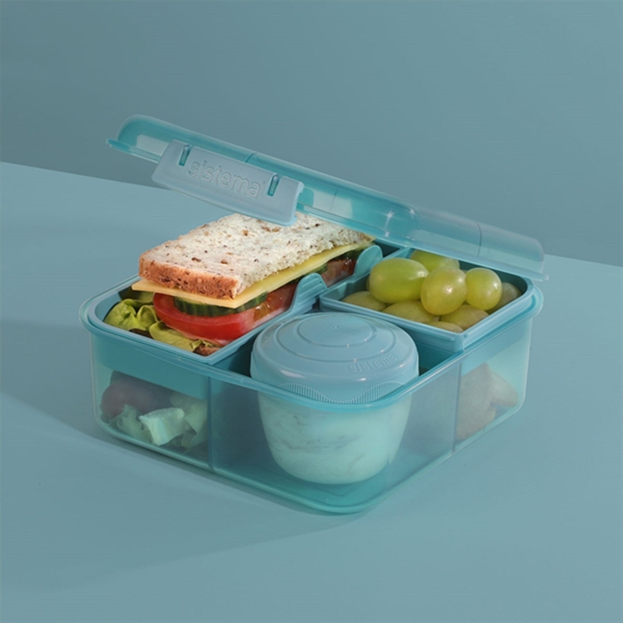 用 Sistema Bento Cube 便当盒，1.25 升，Teal Stone，提升您的午餐体验 2