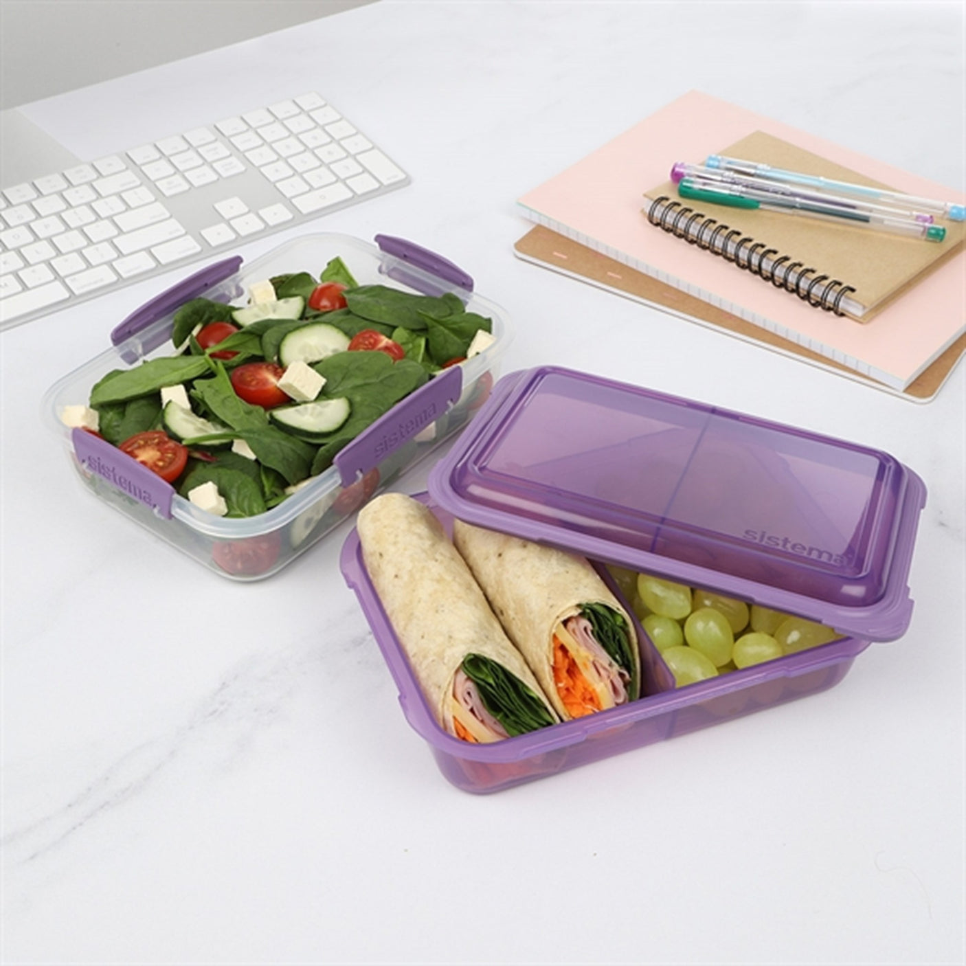 Sistema To Go Lunch Stack Rectangle Lunch Box 1,8 L Misty Purple