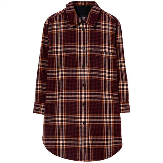 Finger In The Nose Chloe Burgundy Checkers Shirt Dress