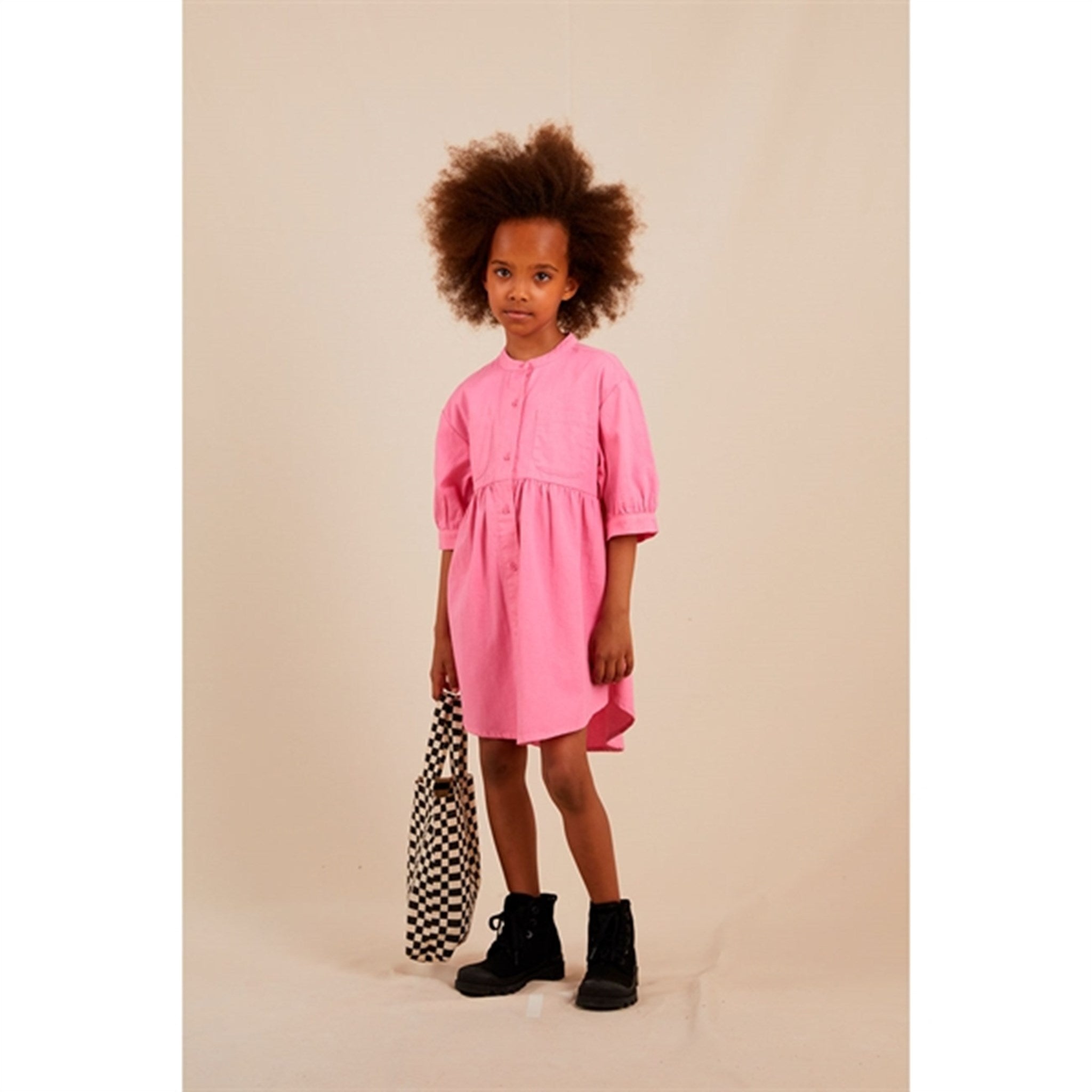 Finger In The Nose Swing Fluo Pink Shirt Dress 2