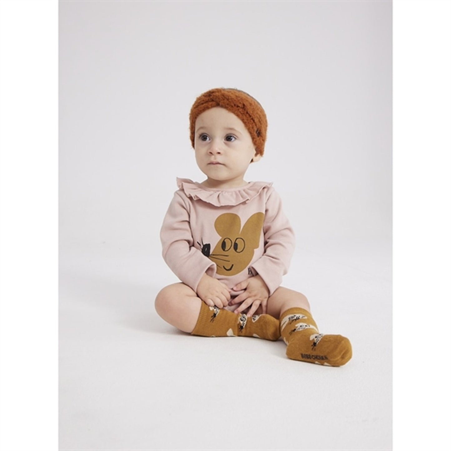 Bobo Choses Pink Mouse Ruffle Collar Body