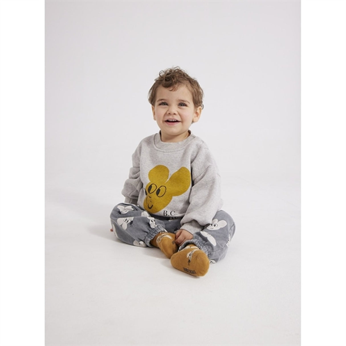 Bobo Choses Light Heather Grey Mouse Sweatshirt