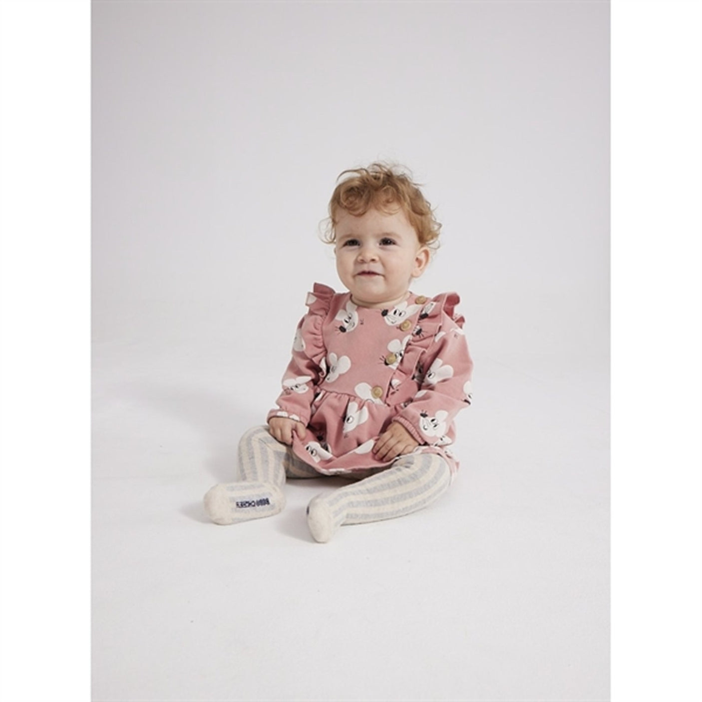 Bobo Choses Salmon Pink Mouse Dress AOP