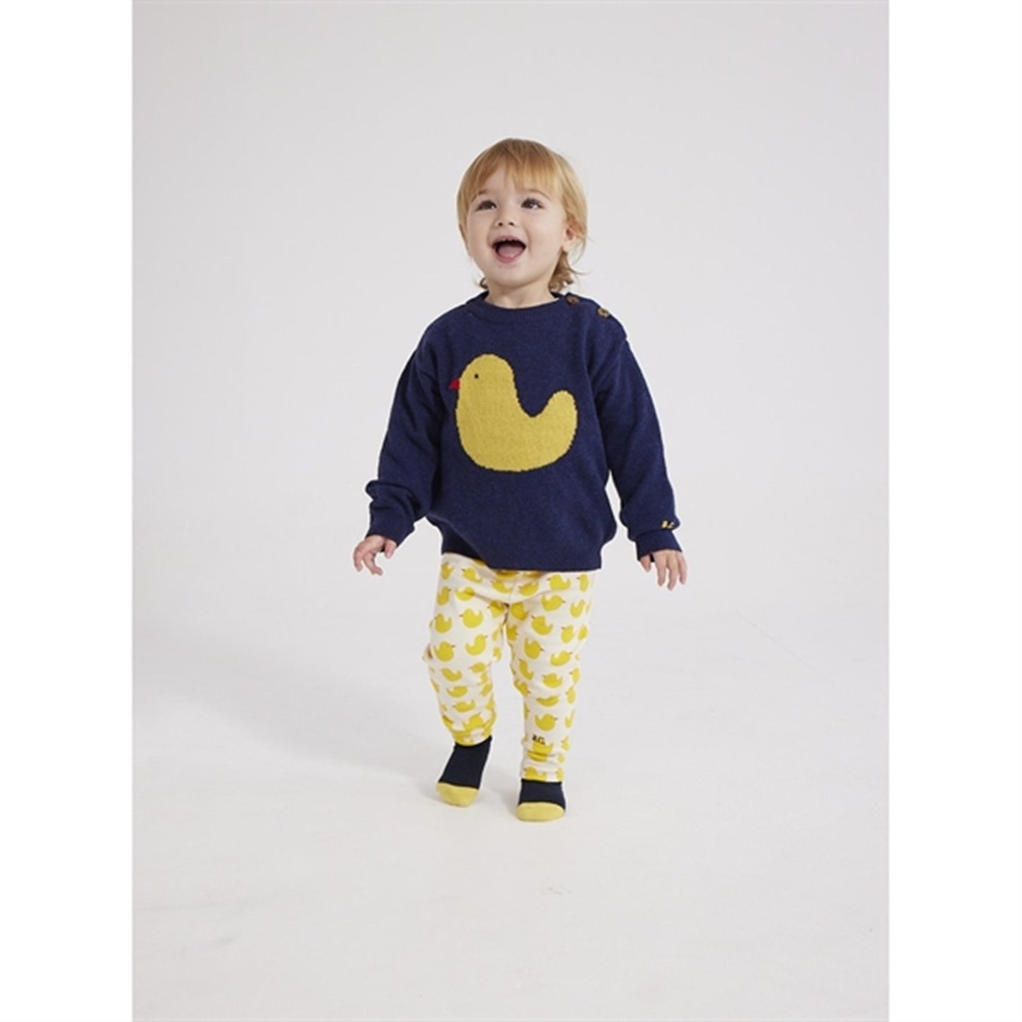 Bobo Choses Midnight Blue Rubber Duck Knit Blouse