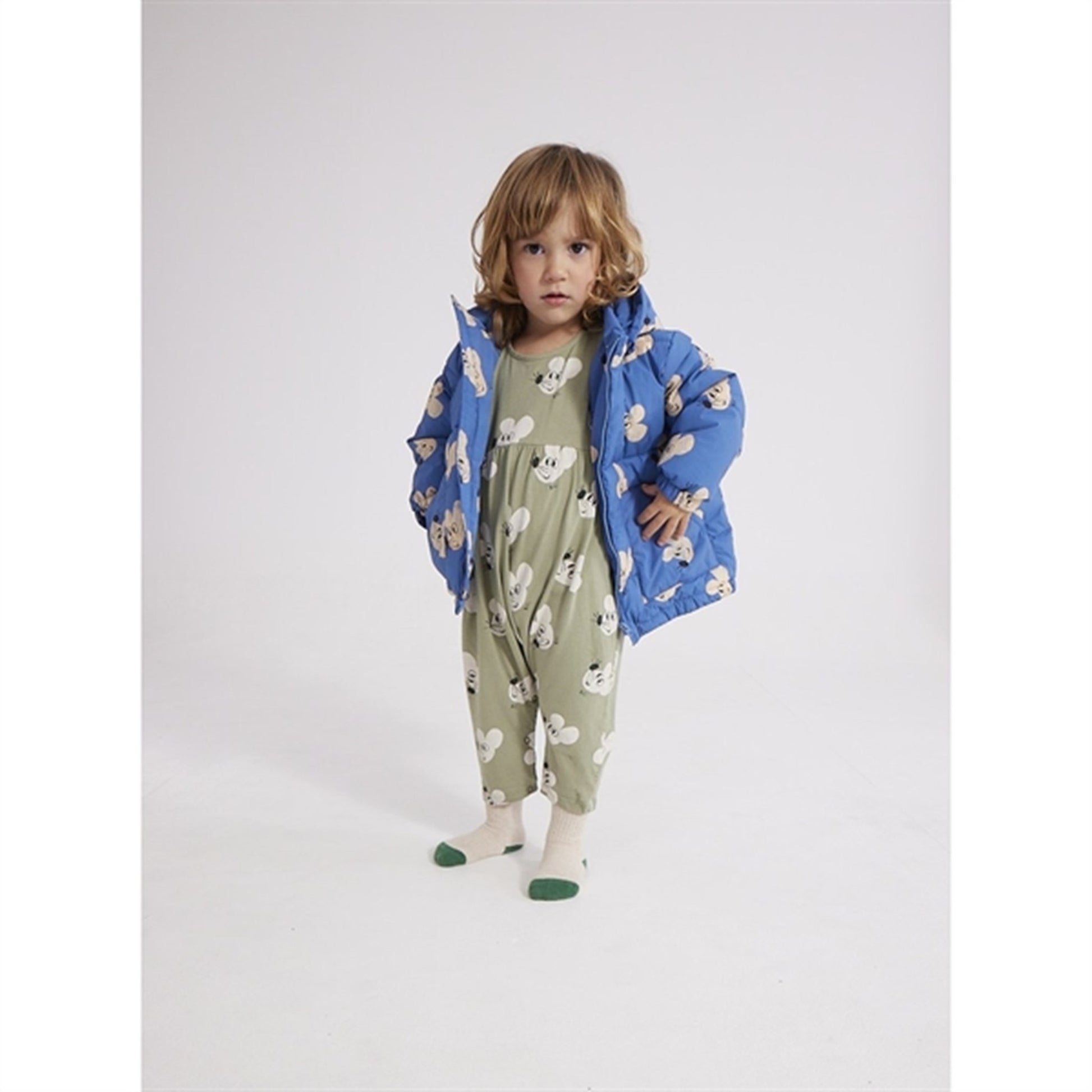 Bobo Choses Blue Mouse Hooded Jacket AOP