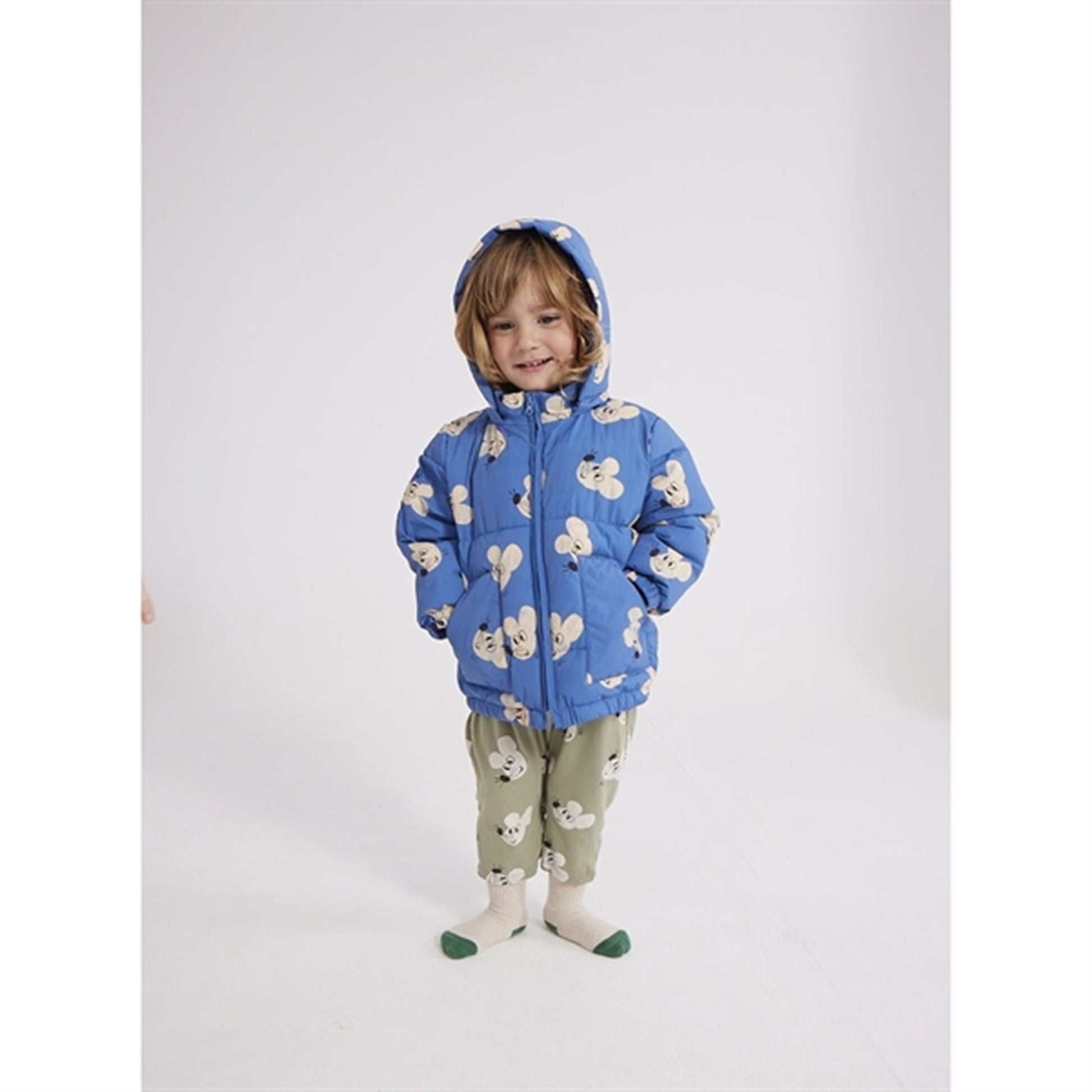 Bobo Choses Blue Mouse Hooded Jacket AOP