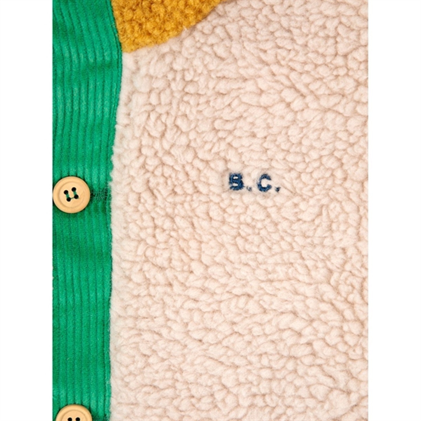 Bobo Choses Beige Color Block Sheepskin Jacket